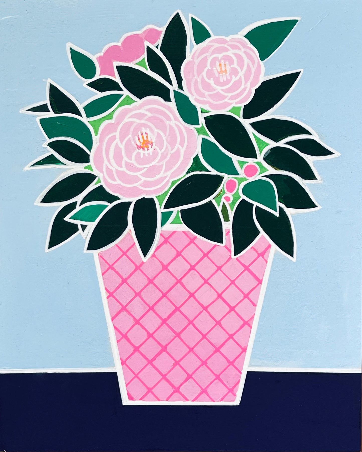 Camellia (Camellia in Pink Vase Original Painting)