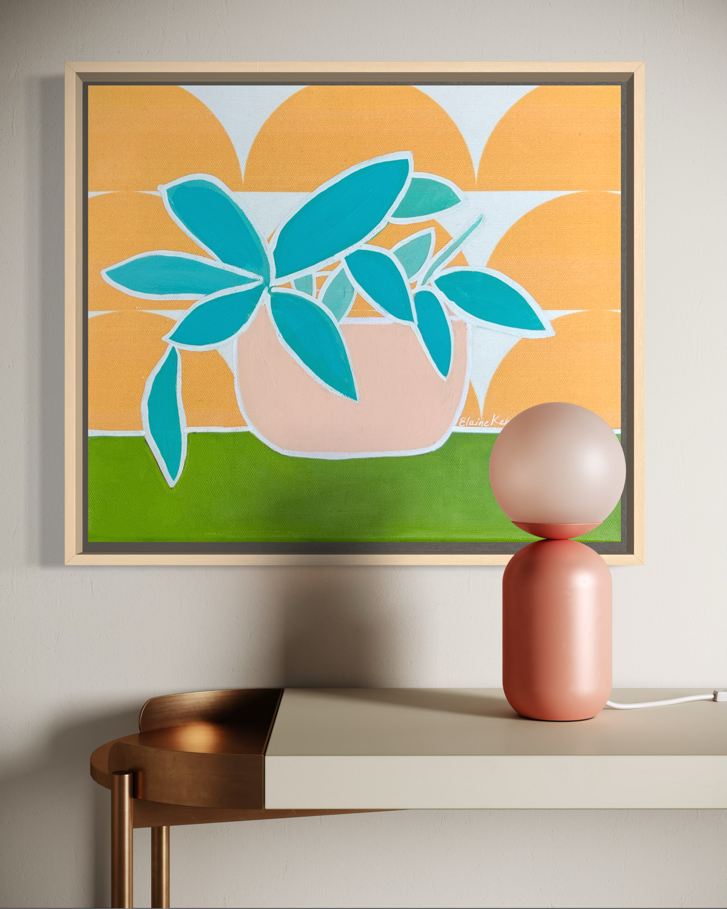 Jade Plant (Original Jade Plant Painting in Pastel Pot)