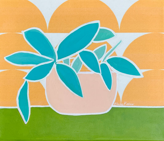 Jade Plant (Original Jade Plant Painting in Pastel Pot)